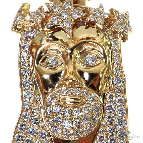 14K Gold Jesus Diamond Pendant with Crown of Stars, photo 4 of 8