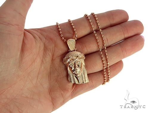 14K Gold Jesus Piece Moon Cut Chain Set, photo 6 of 9
