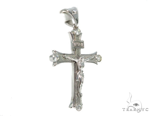 10K White Gold Diamond Cross Crucifix, photo 2 of 7
