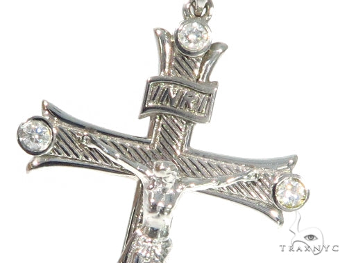 10K White Gold Diamond Cross Crucifix  45406 - Image 3