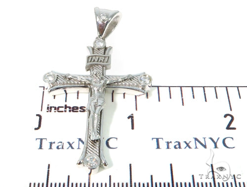 10K White Gold Diamond Cross Crucifix  45406 - Image 5