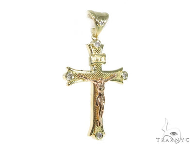 10K Yellow Gold Diamond Cross Crucifix