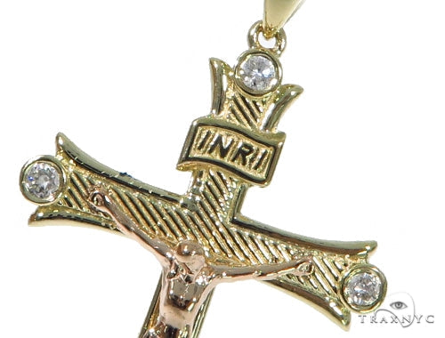 10K Yellow Gold Diamond Cross Crucifix 45414 - Image 2