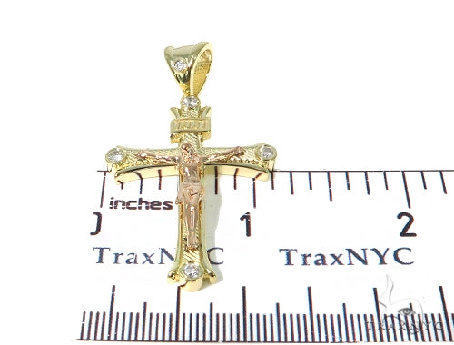10K Yellow Gold Diamond Cross Crucifix 45414 - Image 4