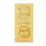 24k gold four-finger ring styled as a gold bullion bar with detailed engravings.