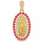 La Virgin De Guadalupe Pendant with Pink Diamonds