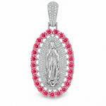 La Virgin De Guadalupe Pendant with Pink Diamonds, view 2