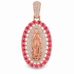 La Virgin De Guadalupe Pendant with Pink Diamonds, view 3