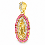 La Virgin De Guadalupe Pendant with Pink Diamonds, view 4