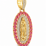 La Virgin De Guadalupe Pendant with Pink Diamonds, view 5