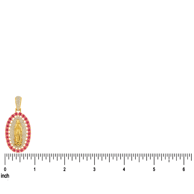 La Virgin De Guadalupe Pendant with Pink Diamonds, view 7
