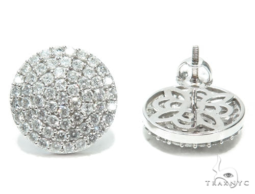 14K Gold Dome Diamond Earrings 9096 - Image 4