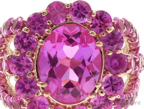Ladies Pink Sapphire Halo Flower Ring 57698 - Image 3