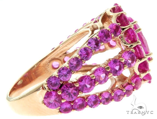 Ladies Pink Sapphire Halo Flower Ring 57698 - Image 4