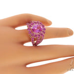 Ladies Pink Sapphire Halo Flower Ring 57698 - Image 8