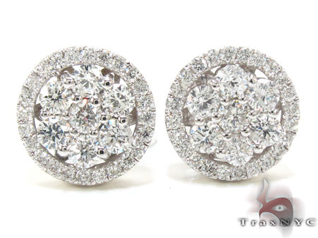 14K white gold prong-set round diamond stud earrings