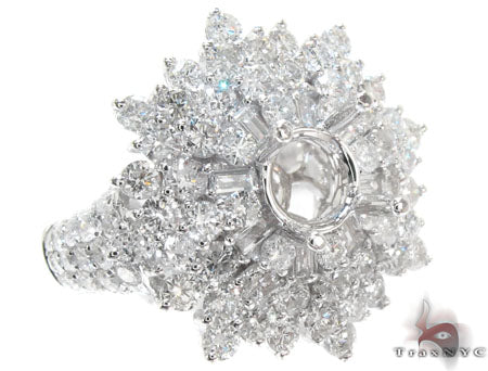 18K White Gold Prong Pave Diamond Semi Mount Ring 22327 - Image 1