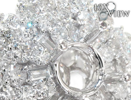 18K White Gold Prong Pave Diamond Semi Mount Ring 22327 - Image 3