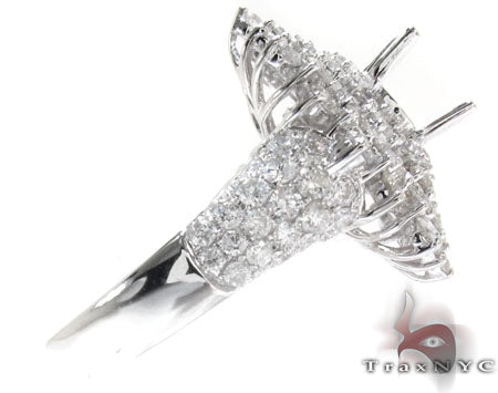 18K White Gold Prong Pave Diamond Semi Mount Ring 22327 - Image 4