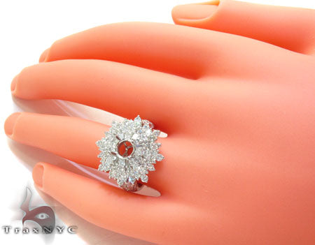 18K White Gold Prong Pave Diamond Semi Mount Ring 22327 - Image 7