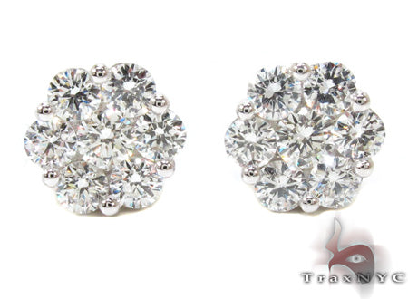 Ladies White Gold Prong Diamond Earrings 21123 - Image 1