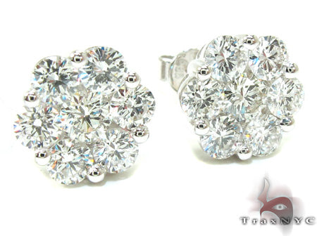 Ladies White Gold Prong Diamond Earrings 21123 - Image 2