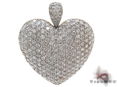 Womens bubble heart pendant in 14k yellow gold – front view showing diamond-set relief surface