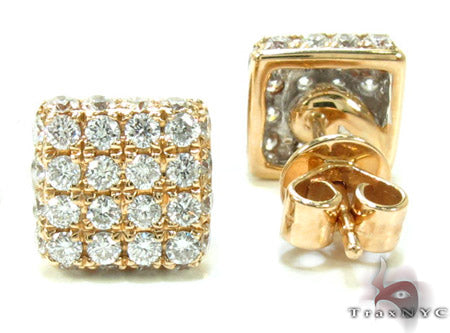 Mens Yellow Gold Prong Diamond Earrings 21077 - Image 4