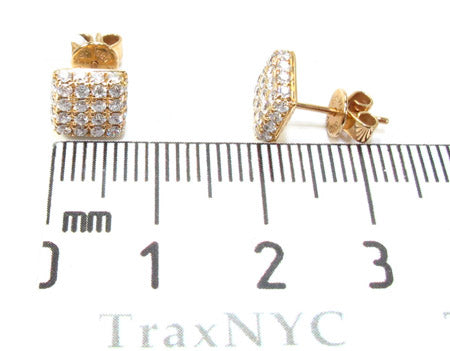 Mens Yellow Gold Prong Diamond Earrings 21077 - Image 5