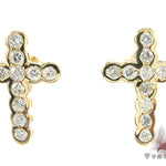 Ladies Yellow Gold Diamond Cross Crucifix Earrings 26929 - Image 1