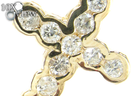 Ladies Yellow Gold Diamond Cross Crucifix Earrings 26929 - Image 3