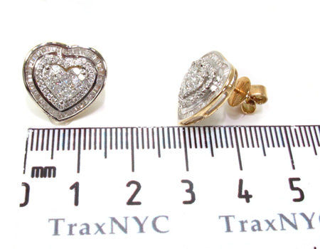 Ladies Yellow Gold Diamond Heart Earrings 20890 - Image 5