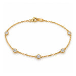 Ladies 14K Gold Diamond Bezel Bracelet (Lab)