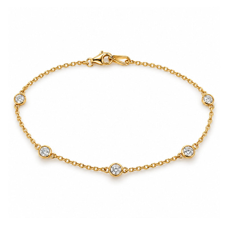 Ladies 14K Gold Diamond Bezel Bracelet (Lab)