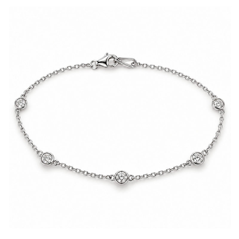 Ladies 14K Gold Diamond Bezel Bracelet (Lab), view 2