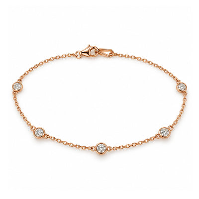 Ladies 14K Gold Diamond Bezel Bracelet (Lab), view 3