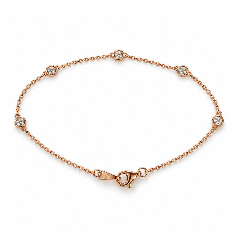 Ladies 14K Gold Diamond Bezel Bracelet (Lab), view 4