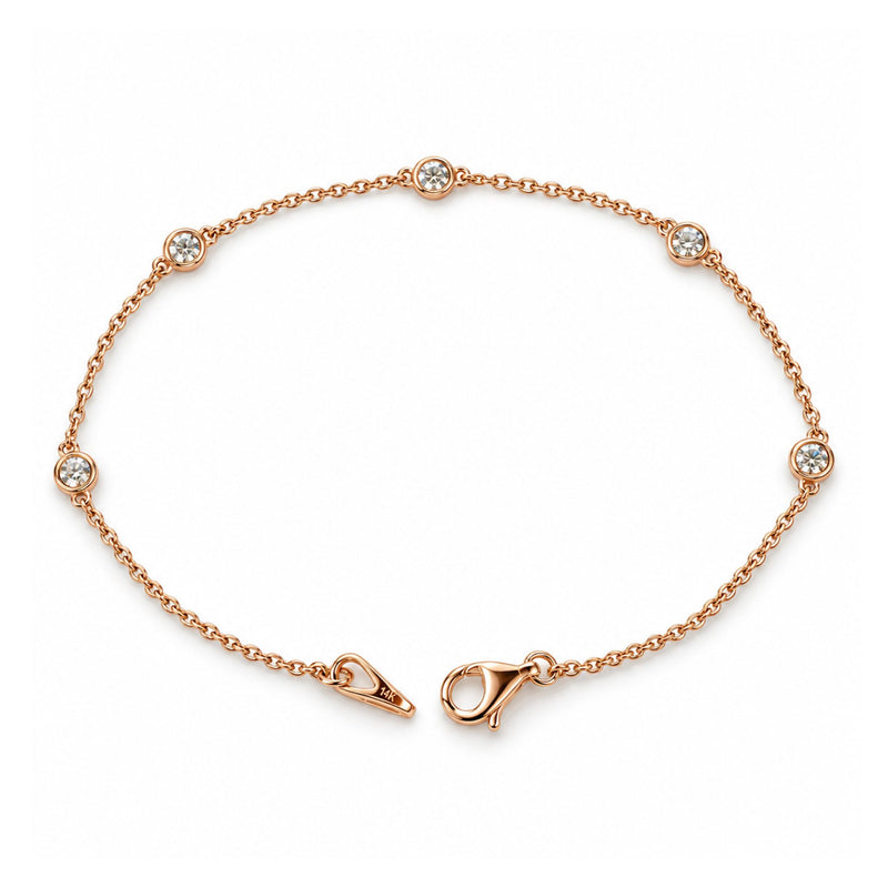 Ladies 14K Gold Diamond Bezel Bracelet (Lab), view 5