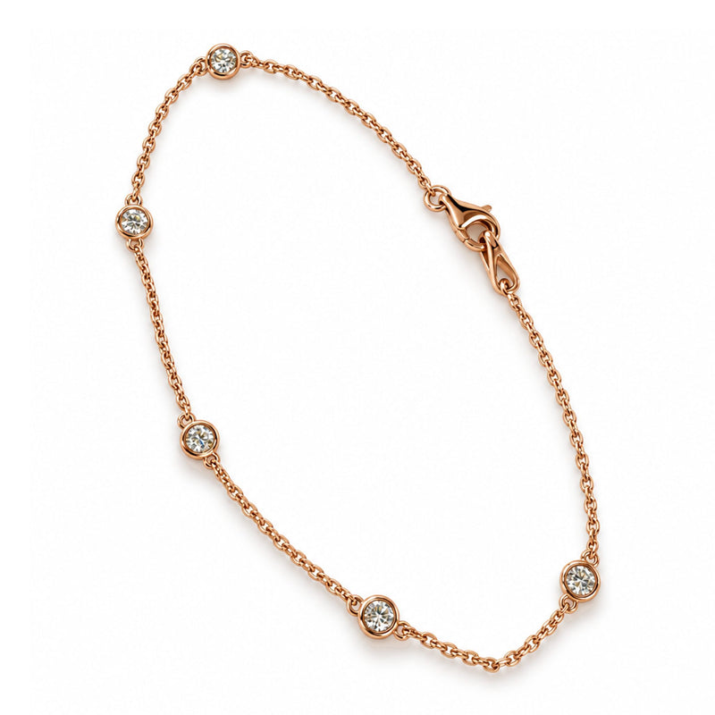 Ladies 14K Gold Diamond Bezel Bracelet (Lab), view 6