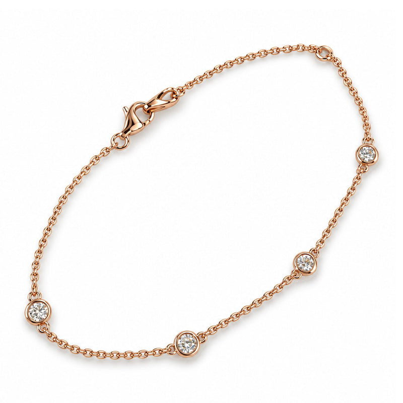 Ladies 14K Gold Diamond Bezel Bracelet (Lab), view 7