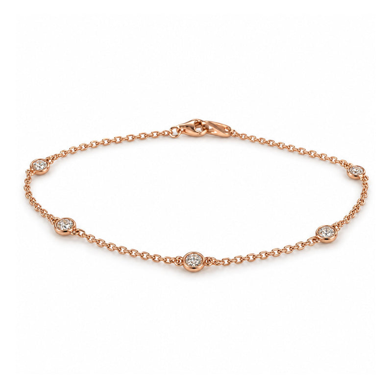 Ladies 14K Gold Diamond Bezel Bracelet (Lab), view 8