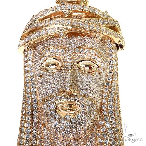 Large 14K Gold Diamond Jesus Pendant, photo 3 of 6
