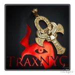 Large 14K Yellow Gold TraxNYC's Mystique Ankh Cross Crucifix 57694 - Image 3