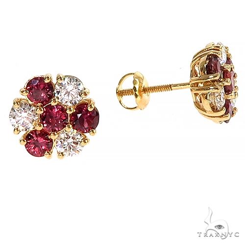 Large Candy Cane Sapphire Diamond Earrings 66975 - Image 2