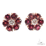 Large Crimson Sapphire Diamond Flower Earrings 66898 - Image 1
