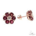 Large Crimson Sapphire Diamond Flower Earrings 66898 - Image 2