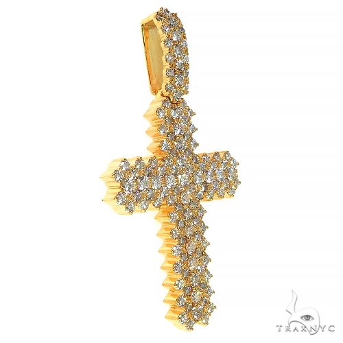 14K Gold Large Diamond Cross Pendant (Lab), photo 2 of 6
