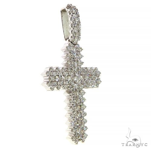 Large white gold cross pendant encrusted with sparkling round lab diamonds