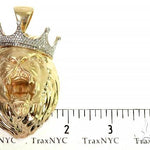 Large Diamond Crown Lion Head Pendant 66264 - Image 5