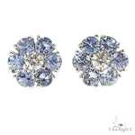 Large Glacier Sapphire Diamond Flower Earrings 67164 - Image 1